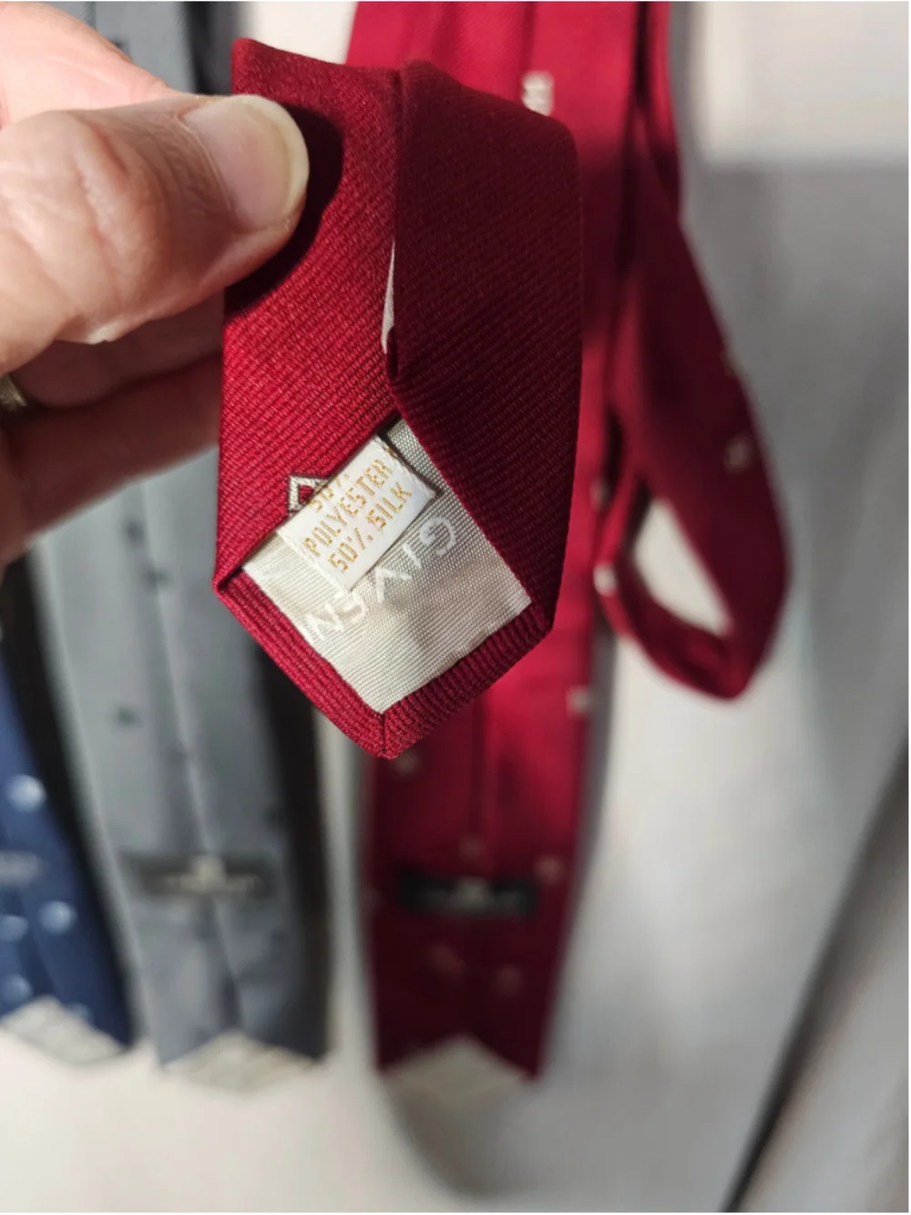 Givenchy Monsieur Silk Blend Tie Vintage Lot 3 Navy Grey Red 4G Monogram Italy